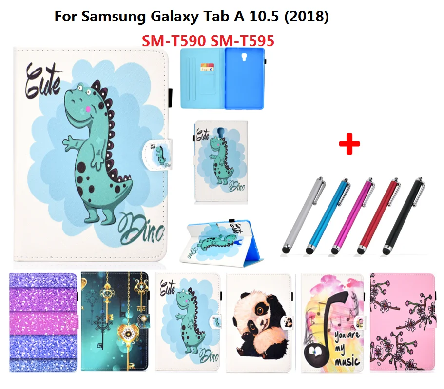 Karikatür Moda Tablet samsung kılıfı Galaxy Tab A 10.5 T590 T595 SM-T590 2018 Kılıf Standı Akıllı Caqa Tablet Tab A 10 5 SM-T595 Görüntü 0