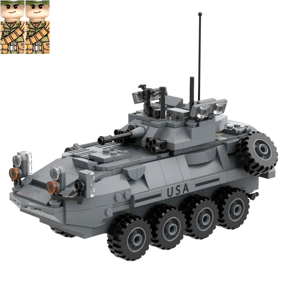 LAV-25 Sekiz tekerlekli Zırhlı Keşif Aracı Yapı Taşları Oyuncak lav 25 Ordu Askeri Silahlar ile 2 şekil Askerler Görüntü 0