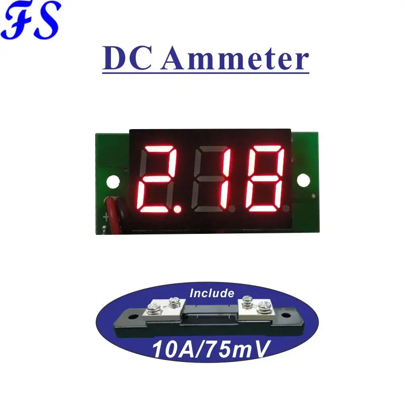 LED Dijital ampermetre Akım Ölçer DC Ampermetre DC 10A Şant ile 10A 75mV Besleme Gerilimi DC 4.5 - 30V akım test cihazı 33*15mm Görüntü 0