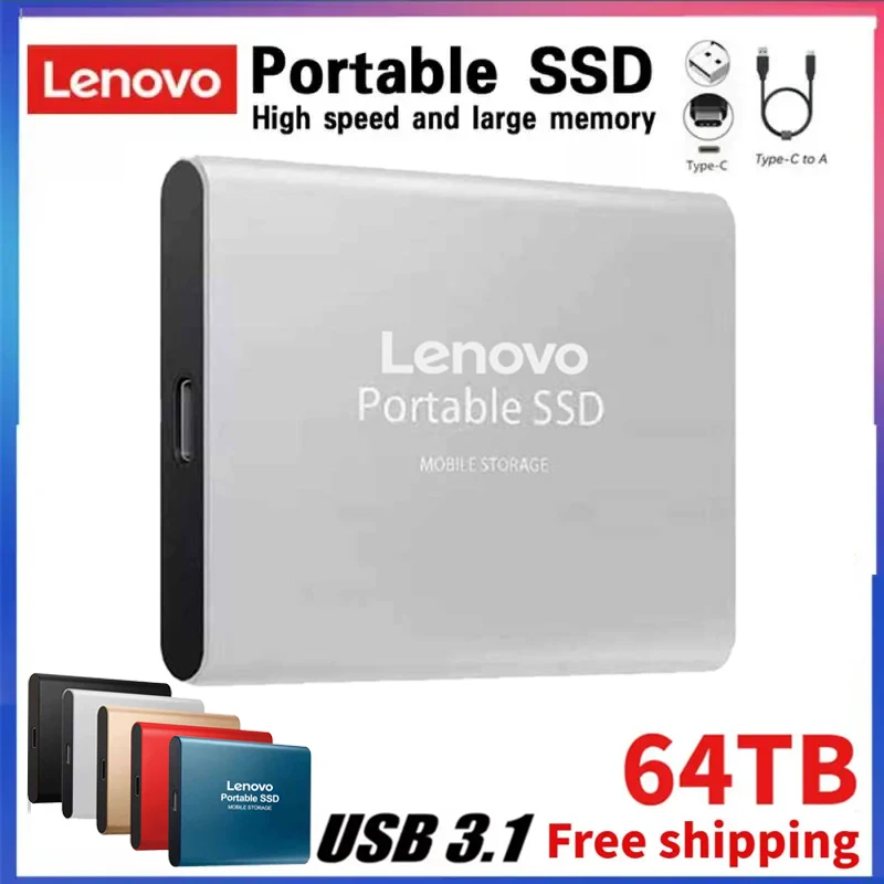 Lenovo Yeni SSD 1 TB 64 TB Flash Sabit Disk Harici Tip - C Yüksek hızlı USB 3.1 2 TB SSD Taşınabilir sabit disk Hediye İçin Dizüstü / PC Mac Görüntü 0