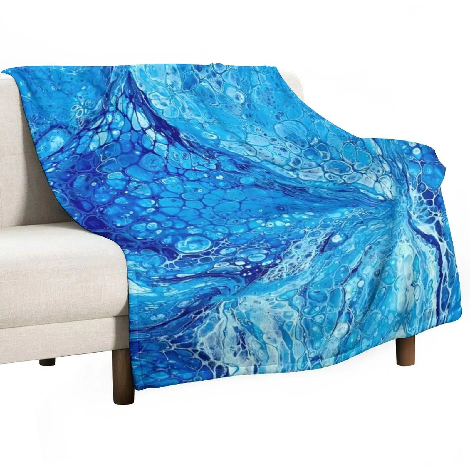 Mavi Okyanus Deniz Cam Inspired Soyut Sıvı Sanat Boyama Atmak Battaniye Yatak Moda Battaniye manga Şekerleme Battaniye Görüntü 0