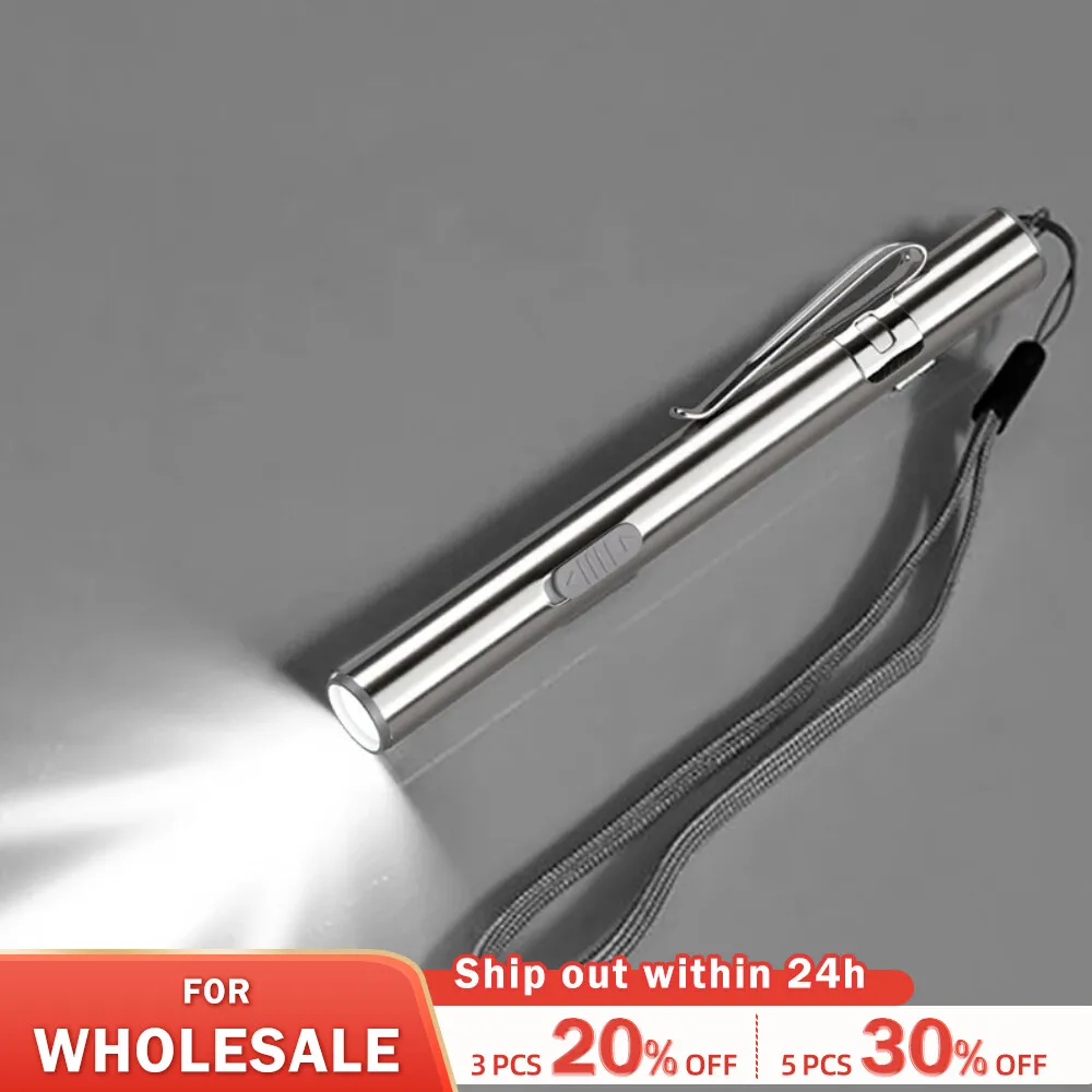 Mini Taşınabilir Tıbbi Kullanışlı LED kalem ışığı El Feneri USB Şarj Edilebilir Diş Hekimi Hemşire Meşale paslanmaz çelik ataş Görüntü 0