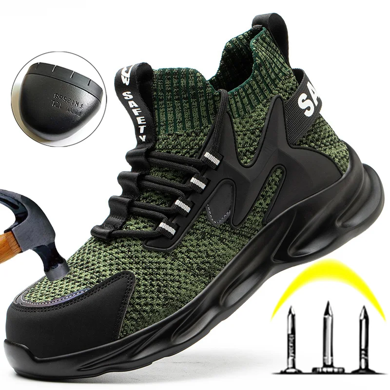 Moda Yeni Tasarım Güvenlik Ayakkabıları Erkekler Çorap Çelik burun Kevlar Orta Taban Delinmez İş ve Güvenlik Botları Erkek iş ayakkabısı Görüntü 0