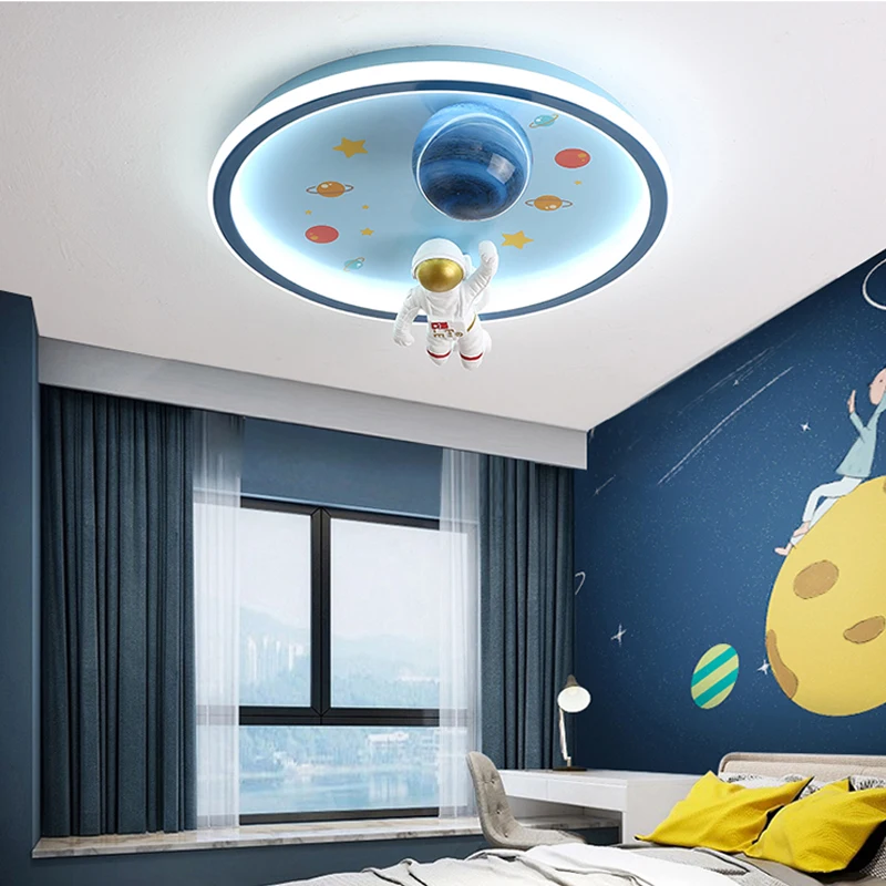 Modern Led Avize ışığı çocuk odası Yatak Odası çalışma Çocuklar Bebek Mavi Karikatür Astronot Tavan Lambası Dekor aydınlatma armatürleri Görüntü 0