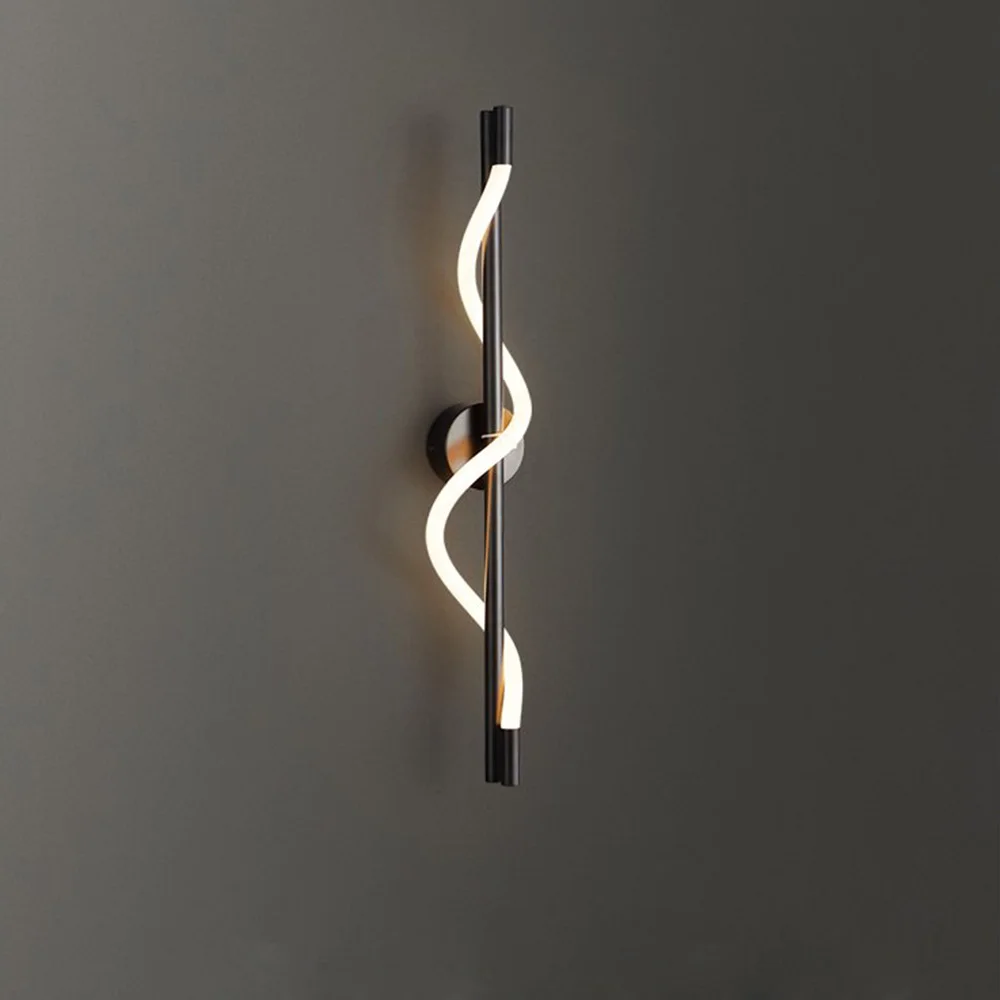 Modern Lüks LED Spiral Duvar Lambası-Siyah Beyaz İç Duvar Lambası, iskandinav Dekor Tasarım Altın Eğrisi Duvar Aplik Oturma Odası için Görüntü 0
