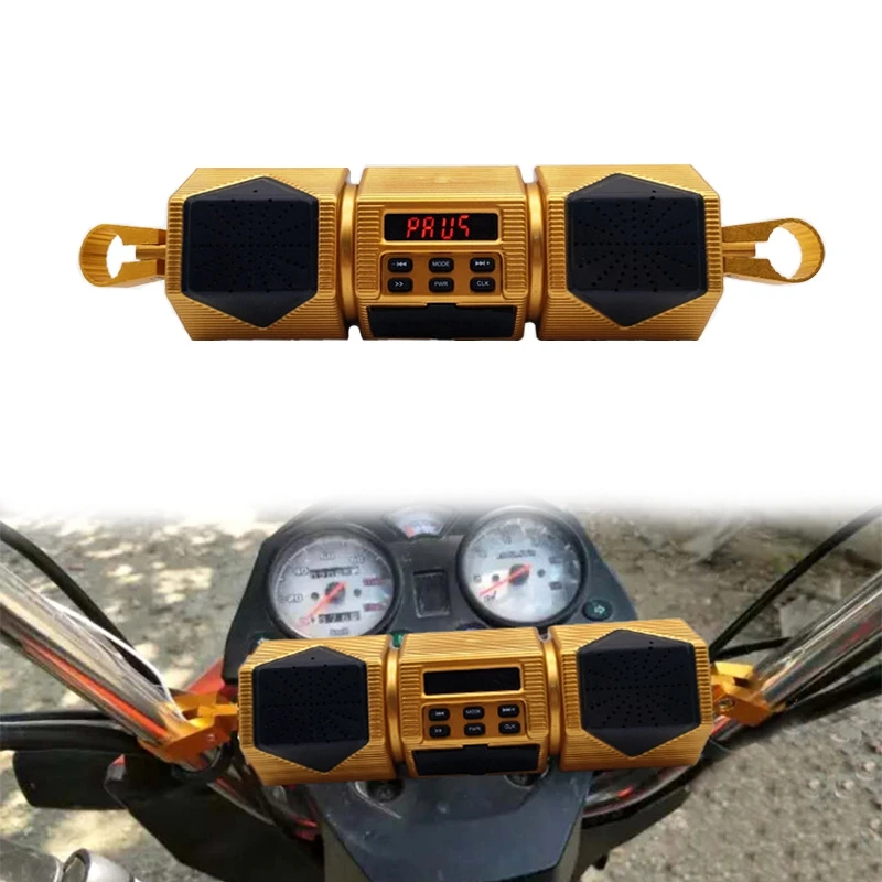 Motosiklet MP3 Çalar Gidon Hoparlör Bluetooth Müzik FM Radyo Su Geçirmez ayarlanabilir braket Bisiklet Ses Stereo 12V Görüntü 0