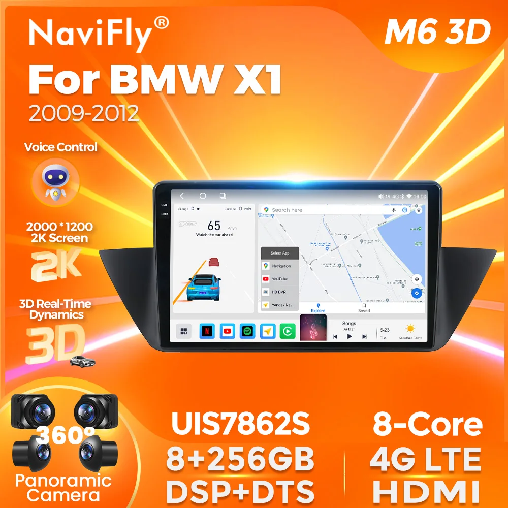 Navifly 8G 256G Araba DVD Oynatıcı GPS Navigasyon Multimedya BMW X1 E84 2009-2012 İçin orijinal ekran olmadan carplay DSP hiçbir DVO Görüntü 0