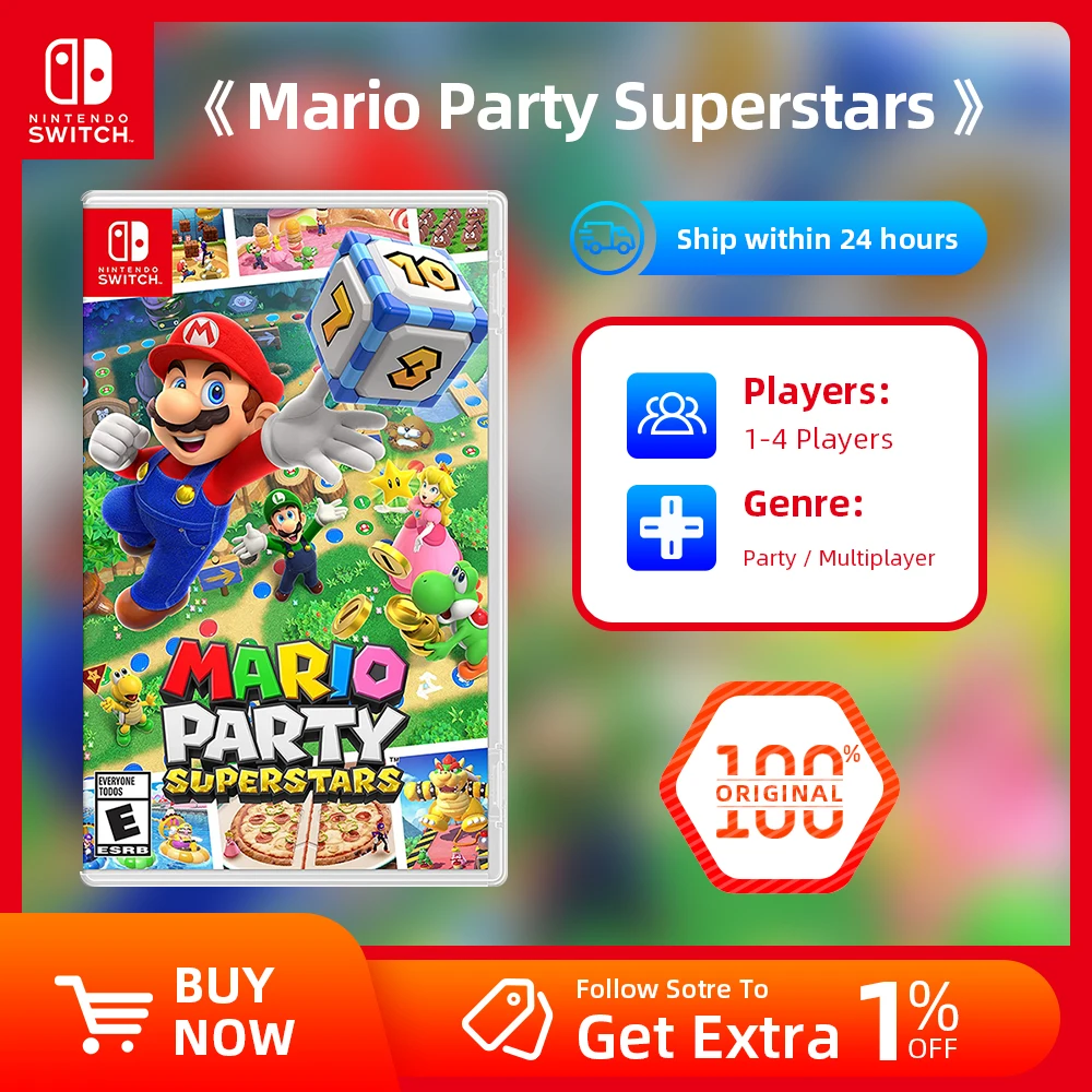 Nintendo Anahtarı Oyun Fiyatları-Mario Party Superstars-Standart Sürüm Oyun Kartuşu Fiziksel Kart TV Masa Üstü El Görüntü 0