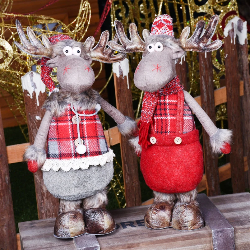 Noel hediyesi Yeni Yıl Dekorasyon Noel Figürler Noel Elk Bebekler Ren Geyiği Ayakta Oyuncaklar Noel Çift Decoratie noel dekorasyonları Görüntü 0
