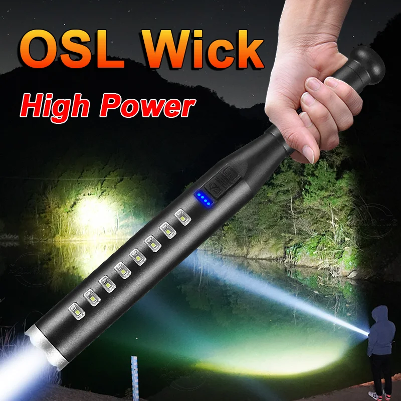 OSL Çok Fonksiyonlu Kendini savunma El Feneri Yüksek Güç cob lambası LED Fener beyzbol sopası Sopa el feneri Acil Durum İçin Açık Görüntü 0