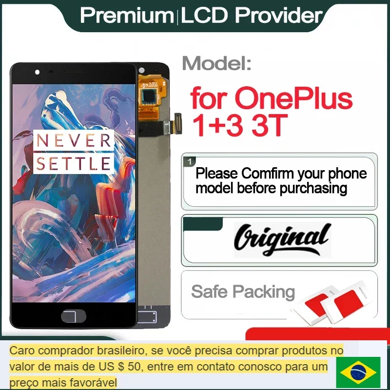 Orijinal AMOLED LCD Değiştirme OnePlus 3 için, Dokunmatik Ekran, 1 + 3T, A3003, A3000, SM-A3000, A3010, A3003, 5.5