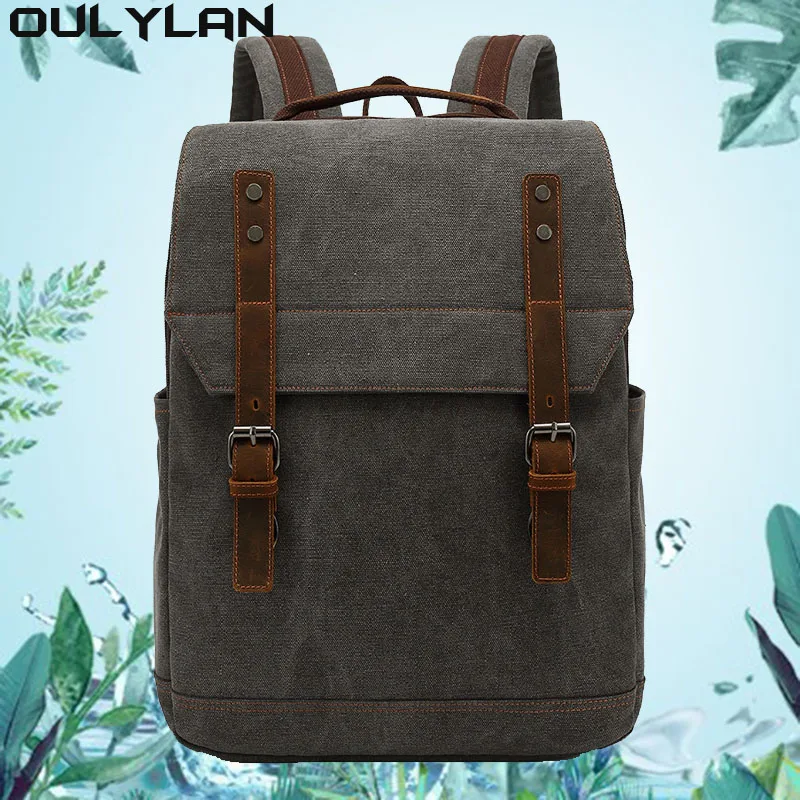 Oulylan Büyük Kapasiteli Sırt Çantası Laptop sırt çantası Yüksek erkek Sırt Çantası Bağbozumu keten sırt çantası okul çantası erkek Seyahat Çantaları Görüntü 0