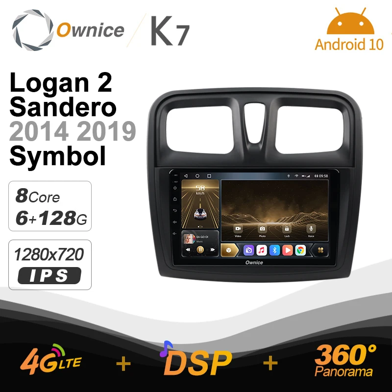 Ownice Android 10 Araba Multimedya Oynatıcı Renault Logan İçin 2 Sandero 2014-2019 360 Kamera Autoradio 4G LTE Navigasyon GPS Stereo Görüntü 0