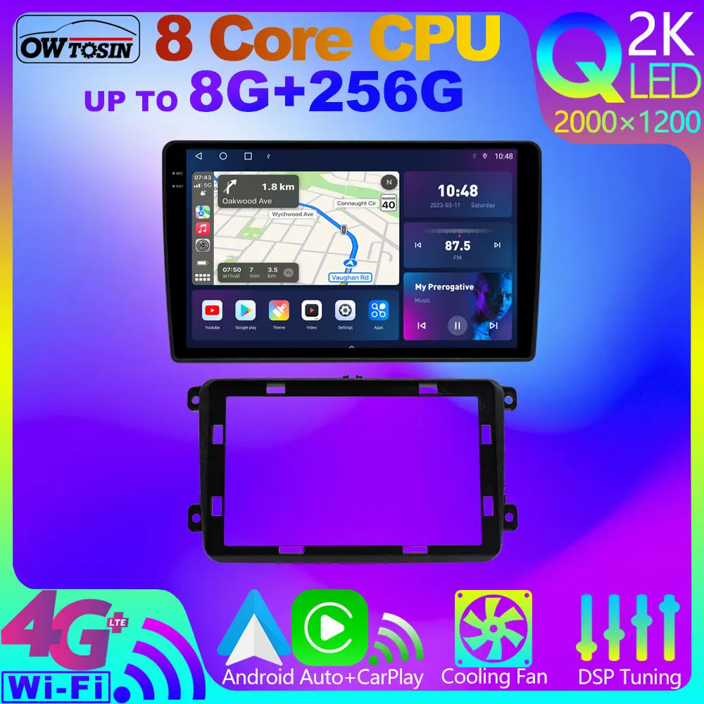 Owtosın QLED 2K 8G+256G Android 12 Araba Radyo VW Amarok İçin Beetle Bora Caddy EOS Golf Artı MK5 / 6 Vento 2003-2015 GPS CarPlay DSP Görüntü 0