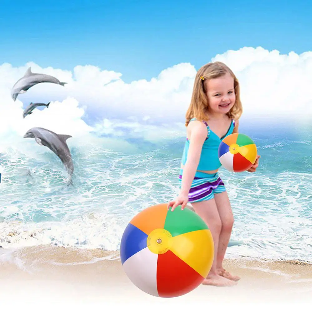Plaj Şişme Taşınabilir Su Oyunları En çok satan Havuz Şamandıra Su Balonları Yaz Partileri İçin Gökkuşağı Plaj Topu Renkli Eğlenceli Görüntü 0