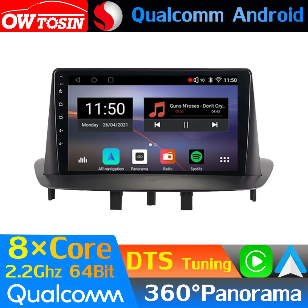 Qualcomm 8 Çekirdekli Android Araba Medya Renault Megane III Fluence 2009-2016 GPS 360 Kamera Radyo WiFi Kafa Ünitesi CarPlay Otomatik HDMI Görüntü 0