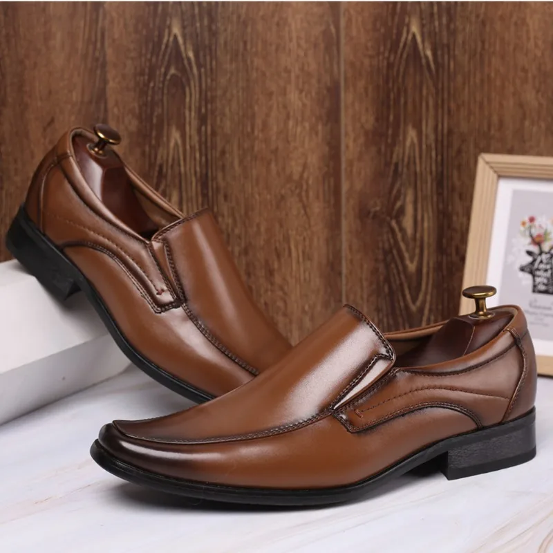 Retro PU deri ayakkabı Erkekler için Moda Kayma erkek günlük mokasen ayakkabı Lüks tasarım ayakkabı Ofis İş erkek iş ayakkabısı Görüntü 0