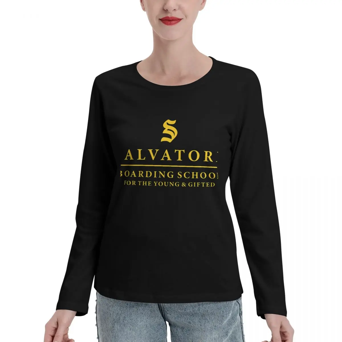 Salvatore Yatılı Okulu-TVD / Orijinaller / Miraslar Uzun Kollu Tişörtler Bluz Bayan grafik tişörtler Görüntü 0