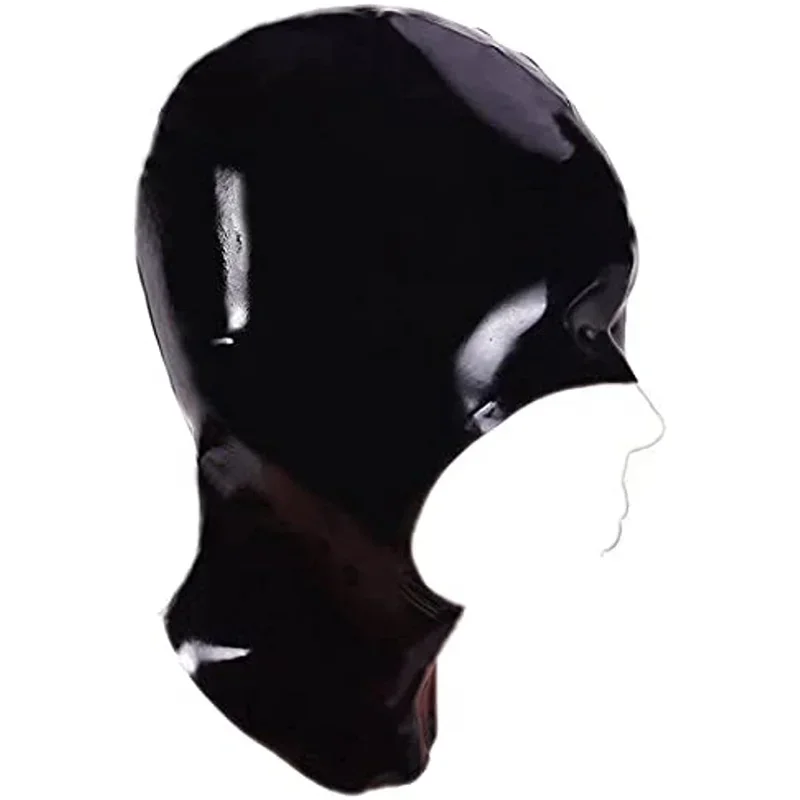 Siyah Kauçuk Davlumbazlar Seksi Fetiş Kadın Tam Başkanı Lateks Maske El Yapımı Cosplay Maske Açık Ağız Hiçbir Zip Görüntü 0
