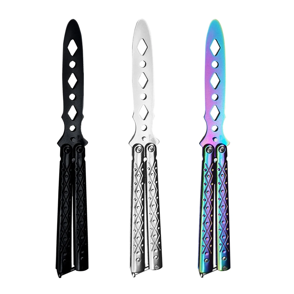 Taşınabilir Uygulama Kelebek Bıçak Alaşımlı Çelik Katlanabilir Eğitim Bıçakları Dönüştürülebilir Açık Kesilmemiş Kelebek Bıçak Oyun için Görüntü 0