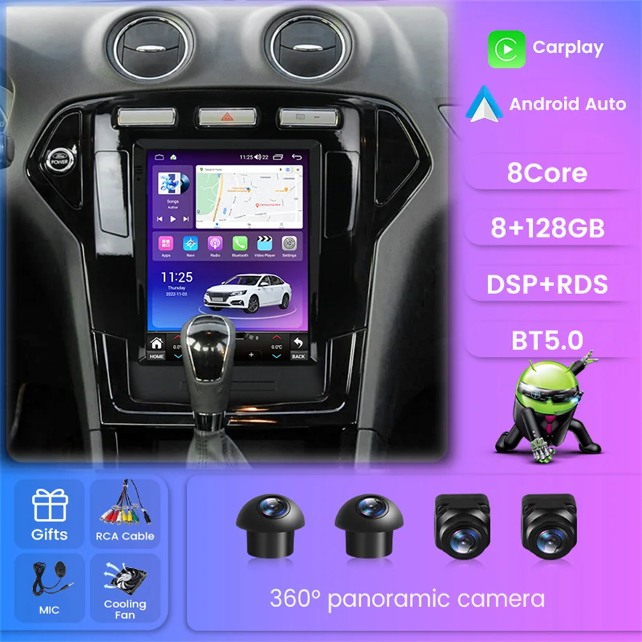 Tesla Tarzı Android 12 Araba Ford Mondeo İçin Mk4 Galaxy A / C 2007-2010 Araba Oyuncu GPS Ekran Monitör Carplay WİFİ DSP Görüntü 0