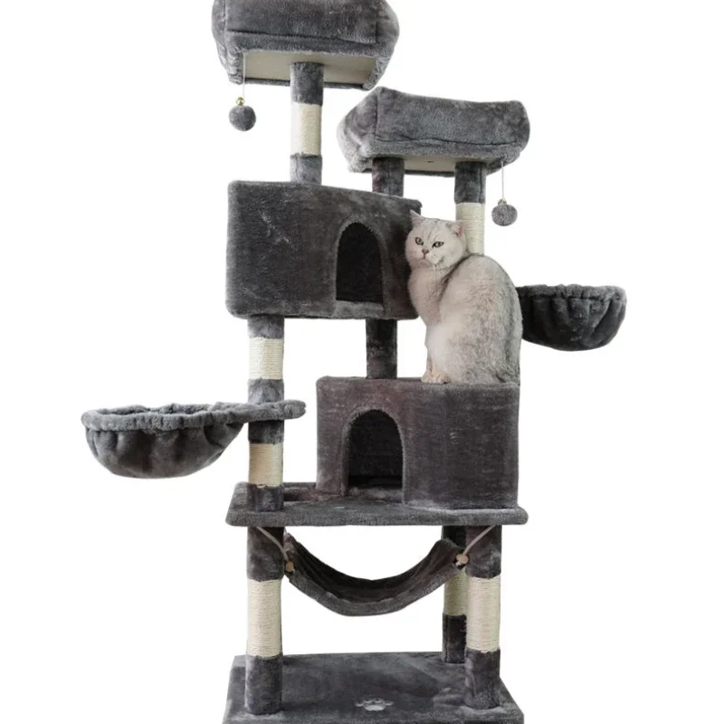 Toptan büyük ahşap scratcher kulesi kedi ağaç evi xl xxl büyük post kedi ağaç evi kulesi ile oynarken oyuncak Görüntü 0