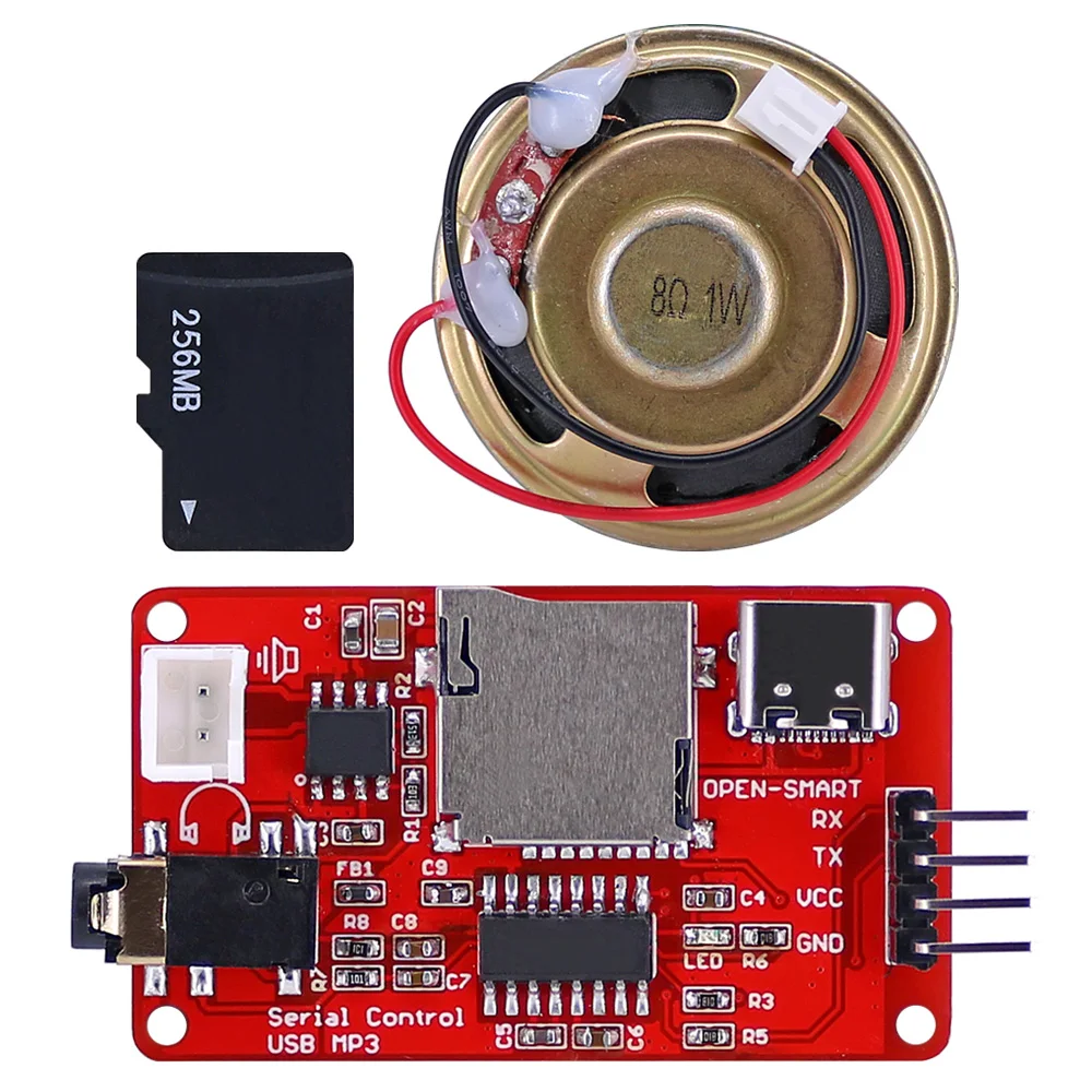 UART Seri Kontrol USB MP3 WAV Ses Müzik Çalar Modülü Dahili Amplifikatör + 1W Hoparlör + Mikro TF Kart Arduino için Uyumlu Görüntü 0