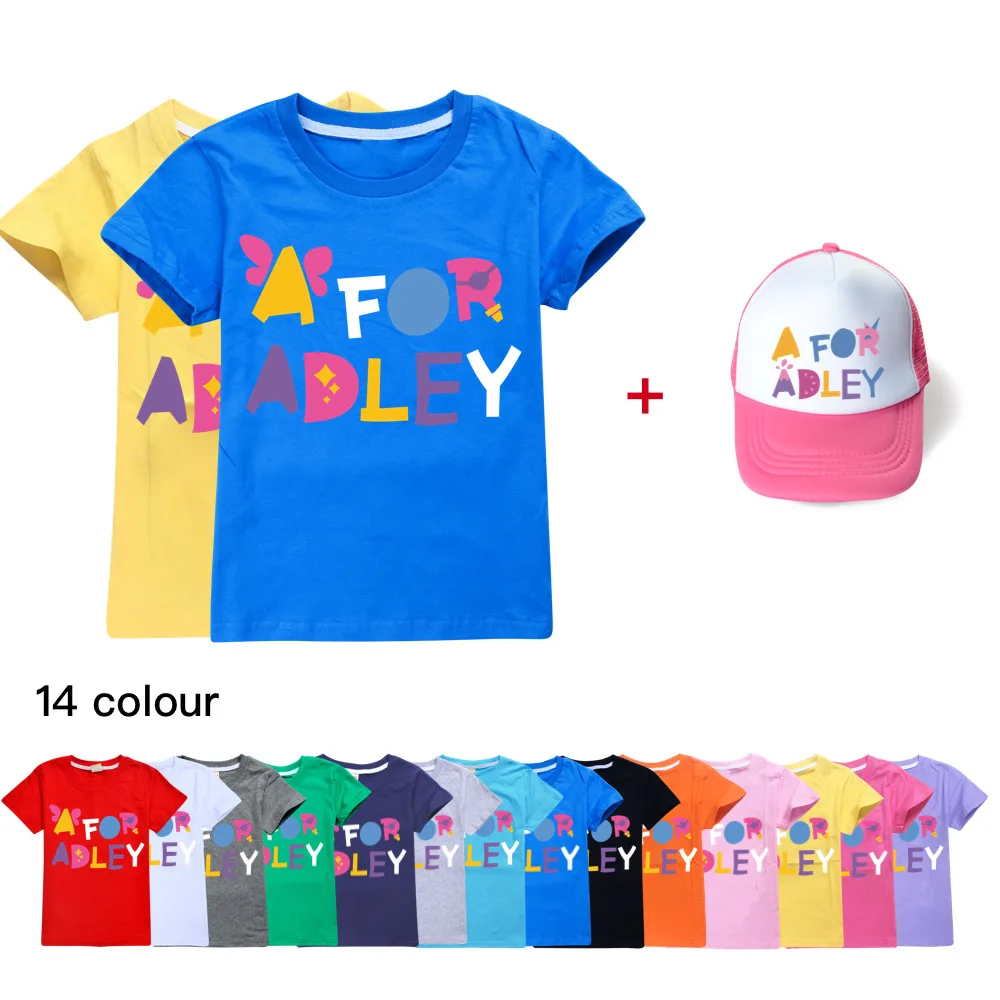 Yeni 2023 Yaz Erkek T Shirt için Bir Adley Baskı Çocuk T-Shirt Komik Çocuk Kız Elbise Casual Tops + Şapka Görüntü 0