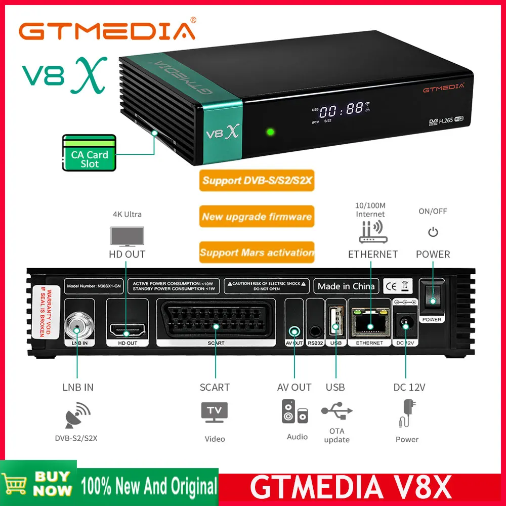 Yeni GTMEDIA V8X HD 1080P Uydu Alıcısı DVB-S / S2 / S2X Dahili 2.4 G WİFİ SCART çıkışı Desteği GT UI CA kart TV Alıcıları V8X Görüntü 0