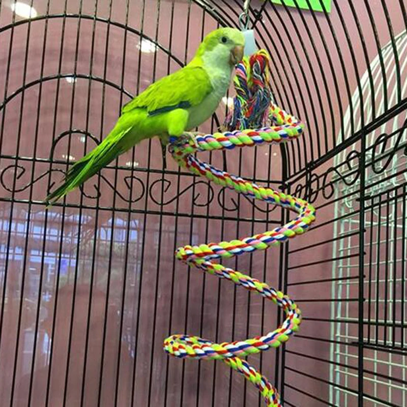 Yeni Papağan Halat Asılı Örgülü Muhabbet Kuşu Çiğnemek Halat Kuş Kafesi Papağanının Oyuncak evcil hayvan standı Eğitim Aksesuarları Conure Salıncak Malzemeleri Görüntü 0