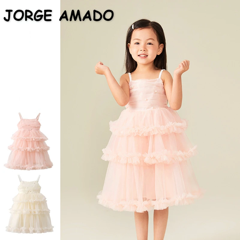 Yeni Yaz Çocuk Kız Elbise Düz Renk Askı Kek Prenses Elbise çocuk Moda Tutu Kabarık Balo Etek H260 Görüntü 0