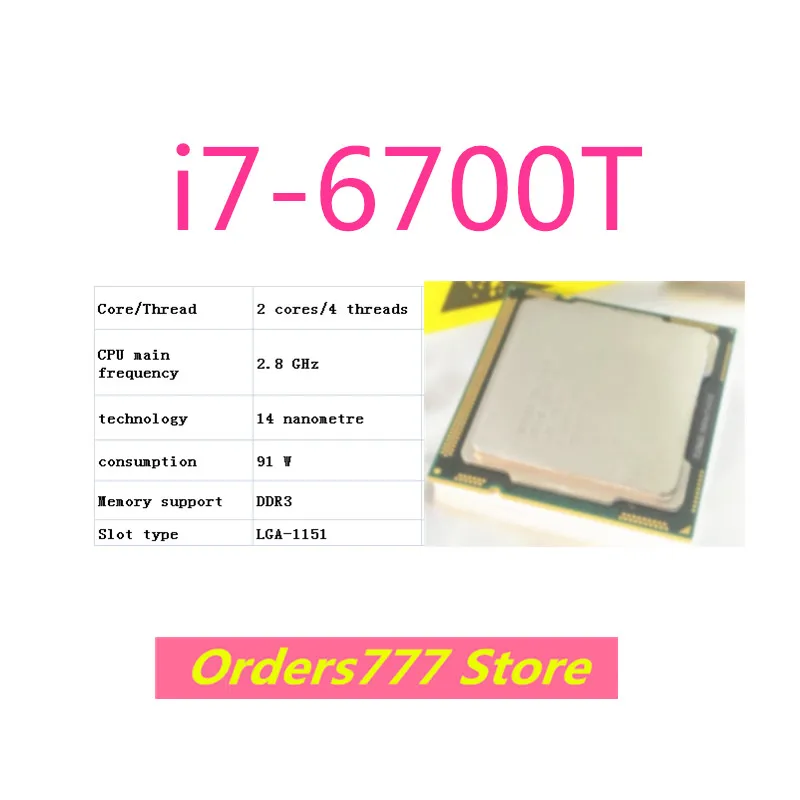 Yeni ithal orijinal i7-6700T 6700 T 6700 CPU Çift Çekirdekli Dört İplik 1150 2.8 GHz 91 W 14nm DDR3 DDR4 kalite güvencesi Görüntü 0