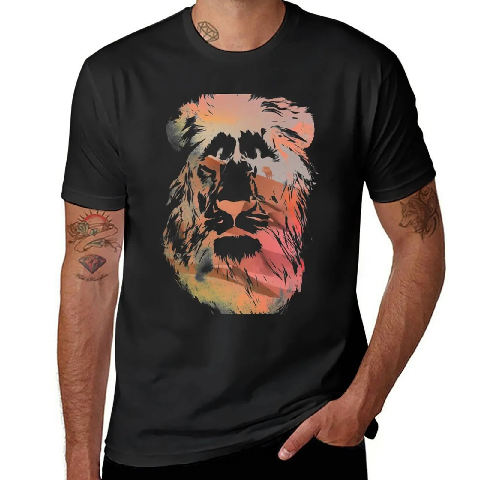 Yeni Çöl aslan T-Shirt grafik t shirt yaz üstleri kore moda erkek t-shirt Görüntü 0