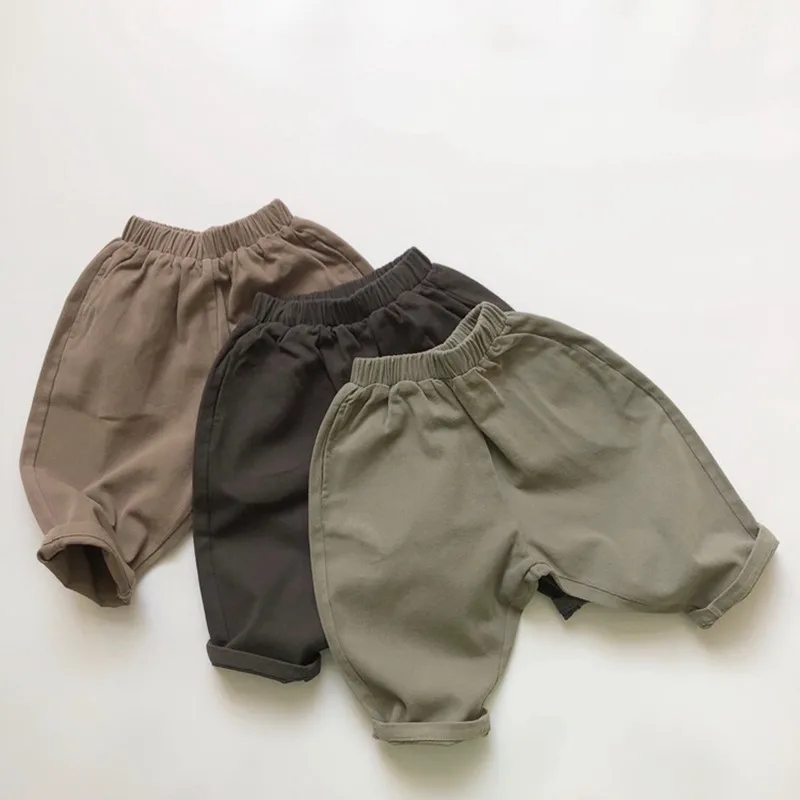 geyik jonmi Kore Tarzı Çocuk günlük pantolon 2022 Bahar Yeni Düz Renk Bebek Erkek Gevşek Çapraz Pantolon Çocuk Giysileri Görüntü 0
