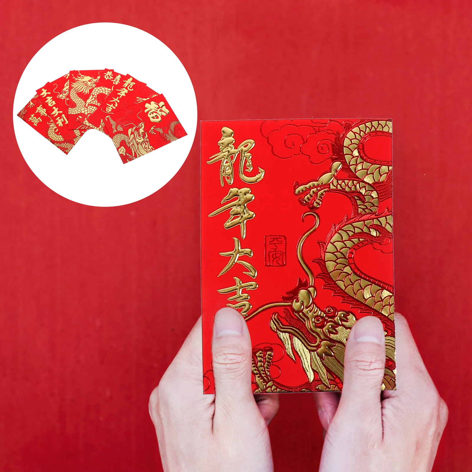 Çok hileli Kırmızı Zarflar Ejderha Yılı Şans Para Zarfları Çin Yeni Yılı Kırmızı Zarflar Kağıt Kırmızı Paketler (Karışık Stil) Görüntü 0