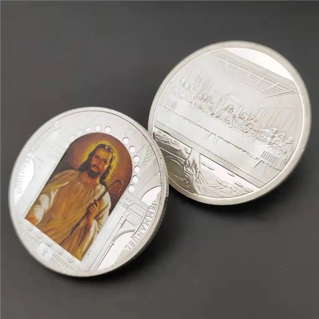 İsa Mesih Din Gümüş Kaplama hatıra parası Son Süper Hatıra Mücadelesi Paraları Hediye Görüntü 0