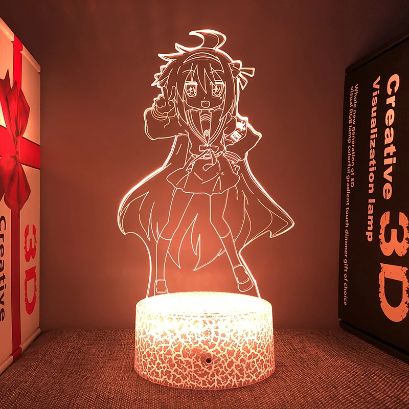 Şanslı Yıldız Anime Figürü Konata Lzumi gece ışıkları Manga akrilik Standları Led Lamba yatak odası dekoru Doğum Günü Hediyesi çocuklar için Görüntü 0