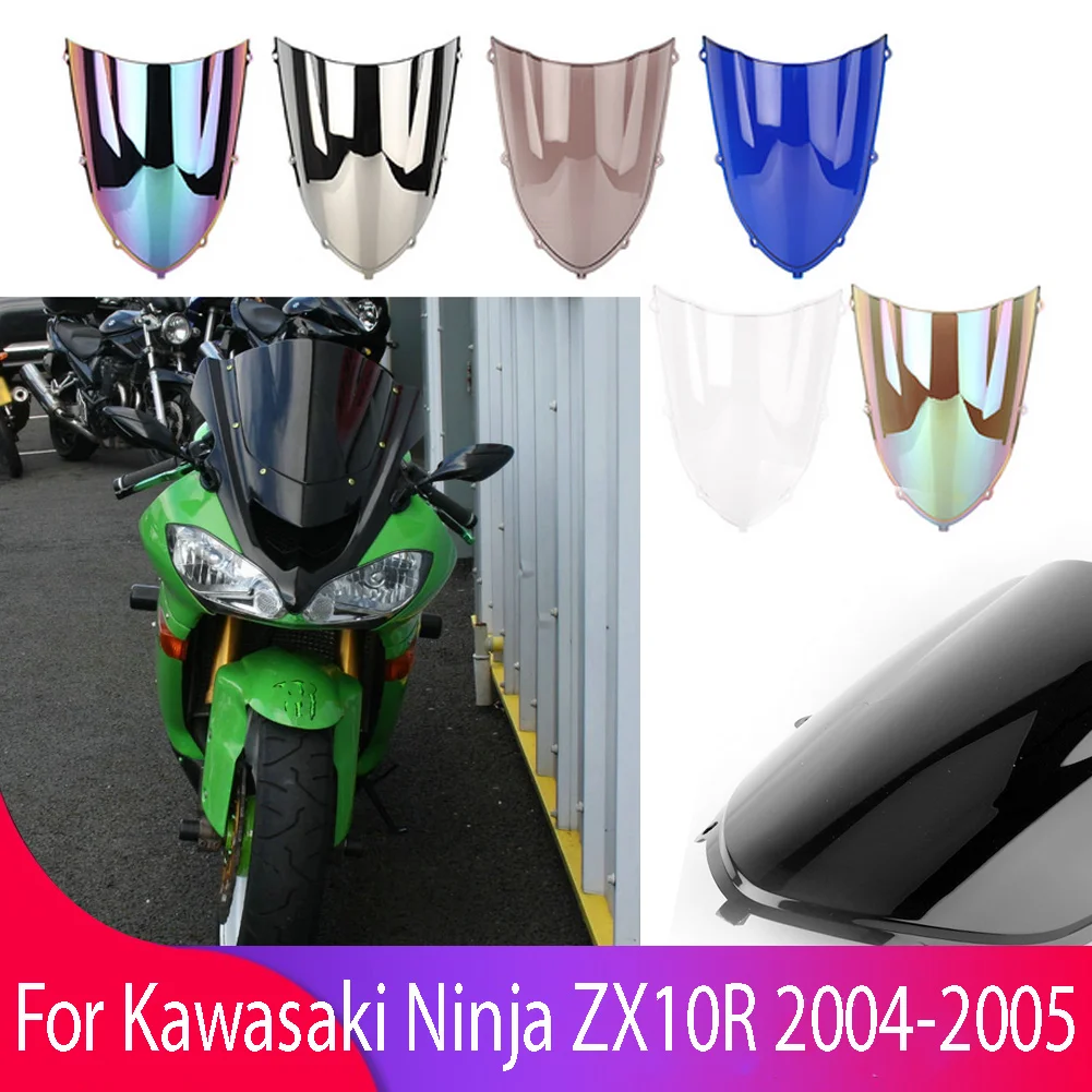 04-05 Cafe Racer Motosiklet Aksesuarları Cam Motosiklet Ön Cam rüzgar deflektörü Kawasaki ZX10R / ZX-10R / ZX 10R 2004-2005 Görüntü 1