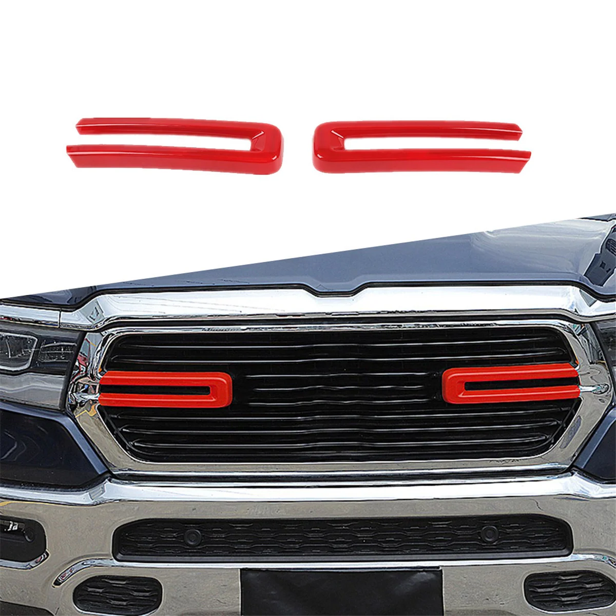 1 Çift Araba Ön Yarış Izgarası ayar kapağı Dodge Ram 1500 2500 3500 4500 2018-2021 için Merkezi Mesh Ekle Dekorasyon Görüntü 1