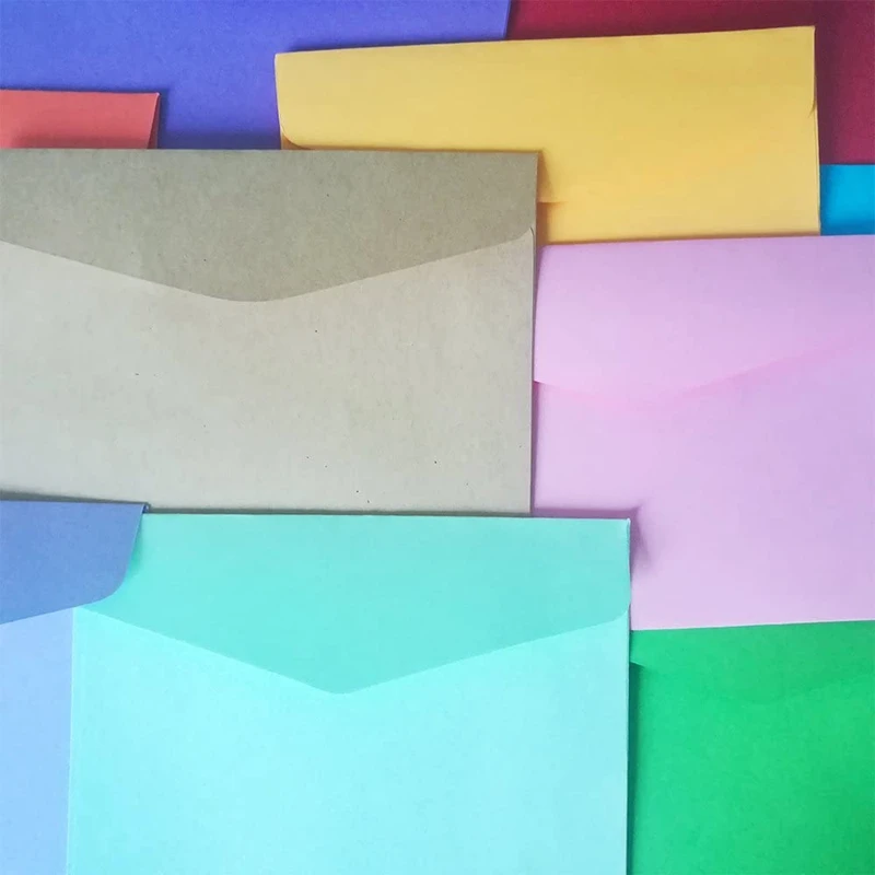 100 Adet Mini Zarflar 10 Renk Hediye Kartı Zarfları Kişiselleştirmek İçin Hediye Kartları Düğün Zarflar Veya Yer Kartı Görüntü 1
