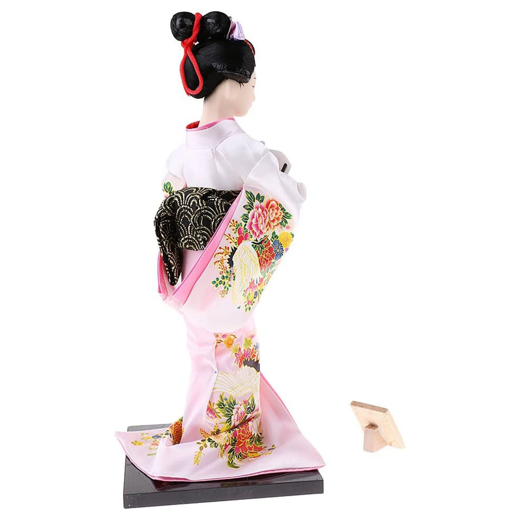 12 İnç Japon Kimono Bebek Geyşa Heykelcik Fan Süsler Hediye Sanat Zanaat Kolleksiyon Pembe Bez Hediye Kız için Görüntü 1