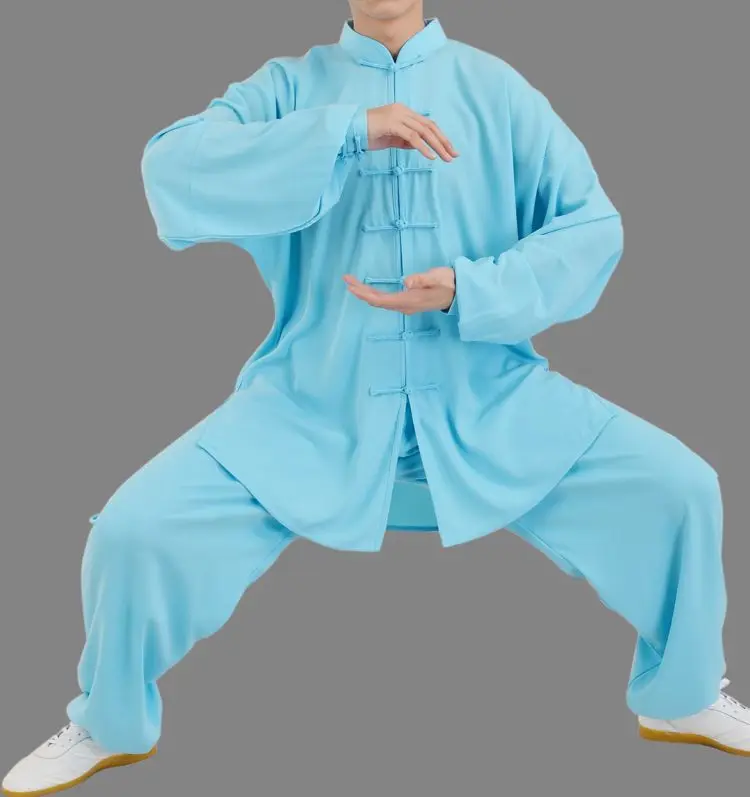 17 renk yüksek kaliteli Dövüş sanatları wushu giyim kung fu takım elbise tai chi üniformaları taiji kostümleri mavi/pembe / kırmızı Görüntü 1