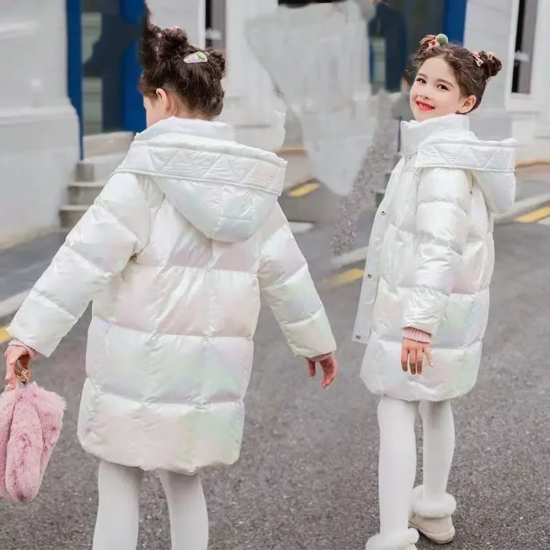 2022 Kış Kapşonlu pamuklu ceket Ceket Sıcak Rahat Orta Uzunlukta Parkas Yaş 3 4 5 6 7 8 9 10 11 12 Yıl Çocuk Kız Giyim Görüntü 1
