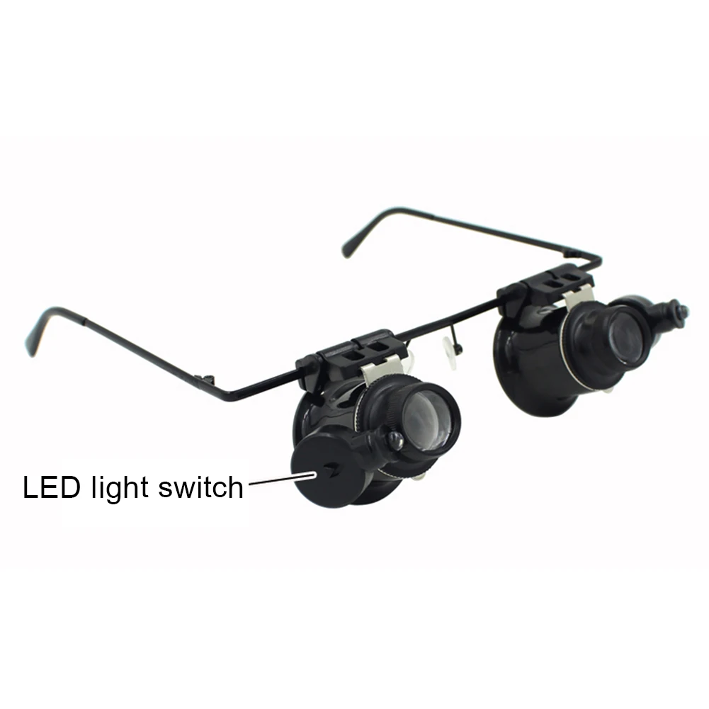 20X Lens Gözlem Büyüteç Kafa Bandı Gözlük LED Büyüteç Gözlük Loupes Giyen Gözlük Taşınabilir Lens Kafa Bandı Görüntü 1