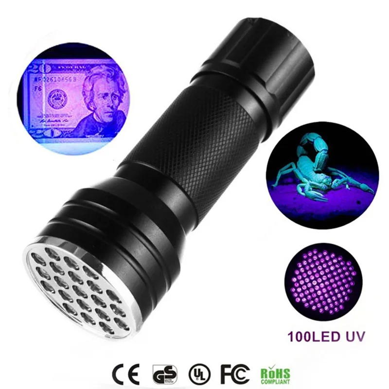 21 LED UV ultraviyole El feneri Blacklight 395NM mini fener Flaş lambası Pet İdrar lekeleri Taşınabilir siyah ışık el feneri Görüntü 1