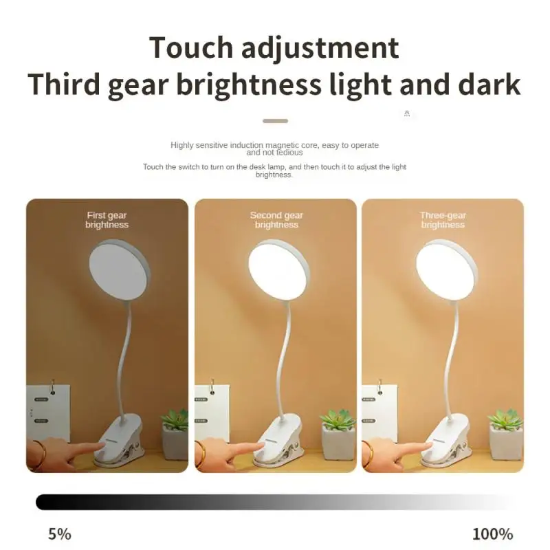 3 Modları Karartma masa lambası 360° Esnek Usb şarj edilebilir masa lambası Klip Yatak Göz Koruması Okuma Kitap Gece Lambası Görüntü 1