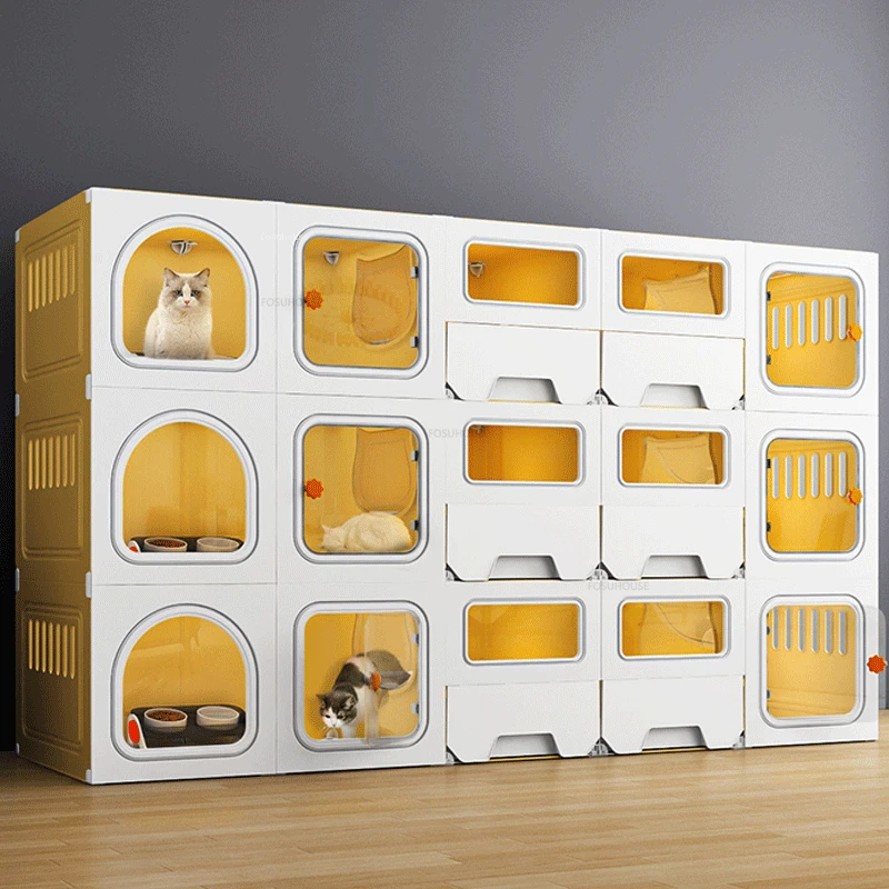3 katlı Kedi Kafesleri Bölmeli Yetiştirme Kafesleri Büyük Uzay Pet Shop Koruyucu kedi kafesi Evi Kedi kum kabı Lüks Kedi Villa Görüntü 1
