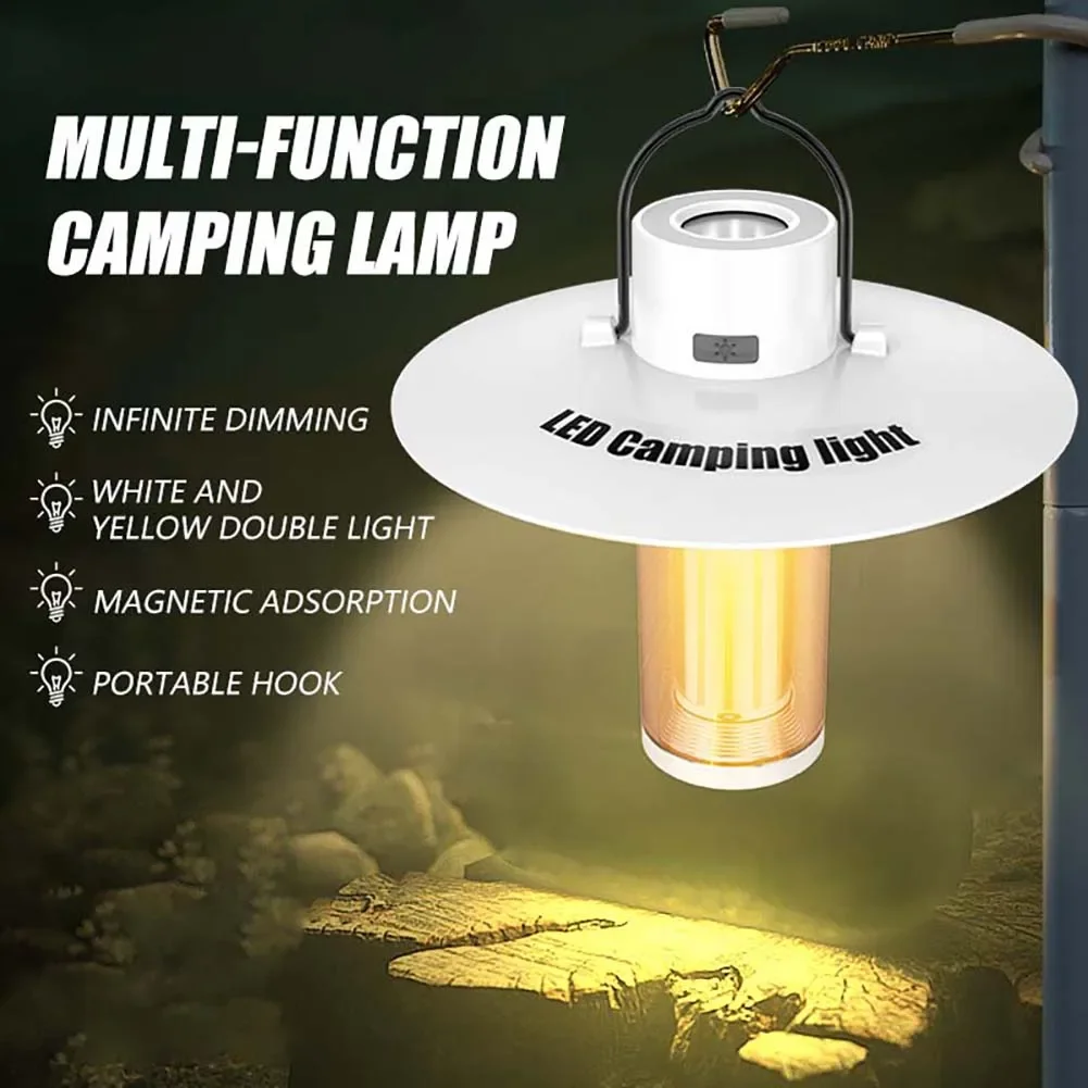 320LM 5 Modları LED XPE çadır ışığı Tip-C USB Şarj Edilebilir 2000mAh atmosfer ışığı IPX4 Su Geçirmez Yürüyüş Balıkçılık için Acil Görüntü 1