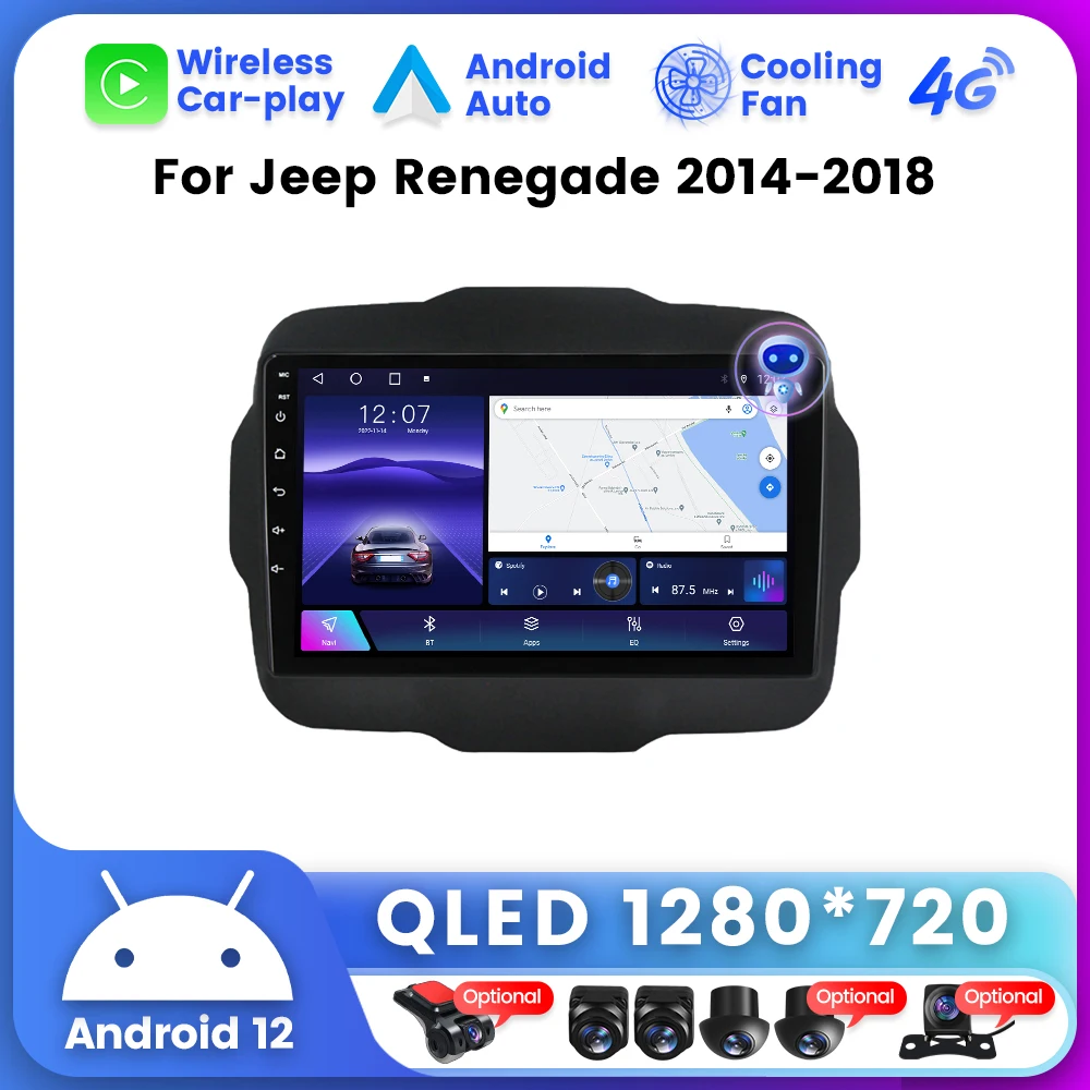 4G LTE Wifi Kablosuz Carplay Araba Radyo Android Otomatik Jeep Renegade 2016 2017 için 2018 2019 2020 Video Multimedya Oynatıcı GSP QLED Görüntü 1