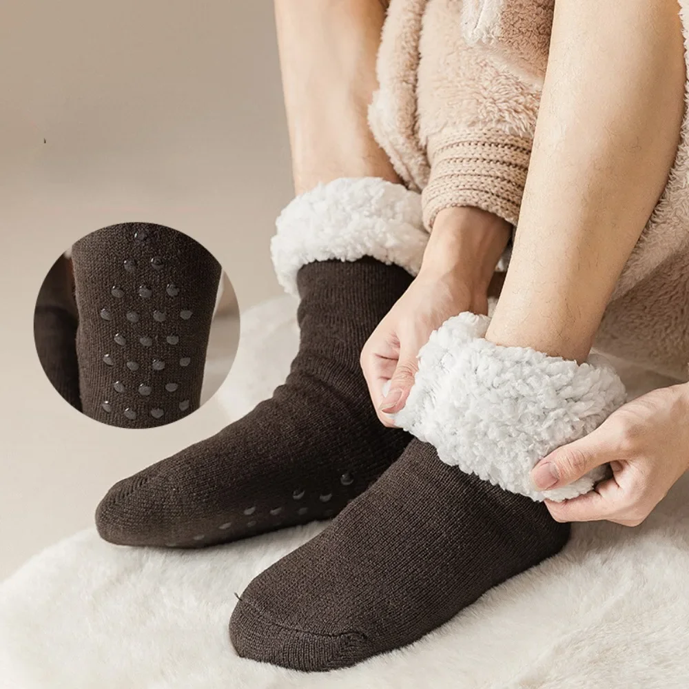 5 Pairs kış Lambswool kat çorap kadın kış ev Uyku çorap ekstra kalın kalınlaşmış ayak ısınma soğuk kar çorap erkekler Görüntü 1